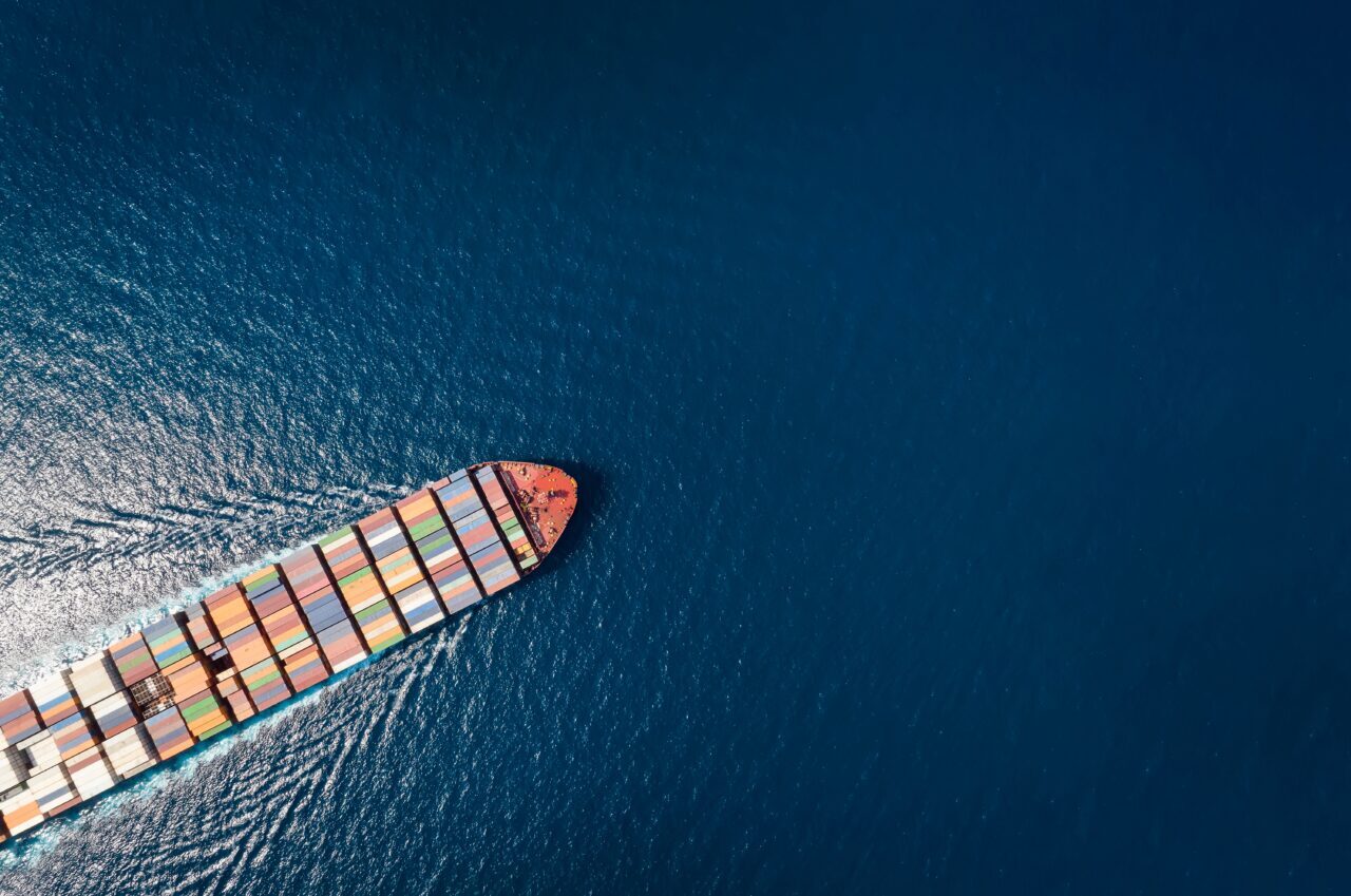 High,Aerial,Top,Down,View,Of,A,Large,Container,Cargo